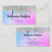 Carte De Visite Parties scintillant Holographique moderne Boutique (Devant / Derrière)