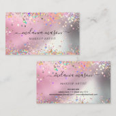 Carte De Visite Parties scintillant Holographique moderne maquilla (Devant / Derrière)