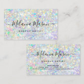 Carte De Visite Parties scintillant Holographique moderne maquilla (Devant / Derrière)