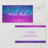 Carte De Visite Parties scintillant Holographique moderne Monogram (Devant / Derrière)