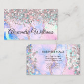 Carte De Visite Parties scintillant holographique moderne Opal Gol (Devant / Derrière)