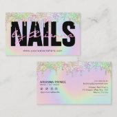 Carte De Visite Parties scintillant Holographique Nail Tech Poche (Devant / Derrière)