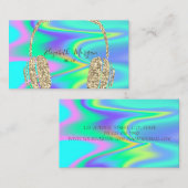 Carte De Visite Parties scintillant Holographique Or moderne casqu (Devant / Derrière)