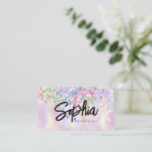 Carte De Visite Parties scintillant holographique QR Code beauté r (Debout devant)
