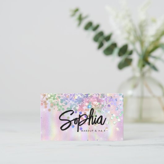 Carte De Visite Parties scintillant holographique QR Code beauté r (Debout devant)