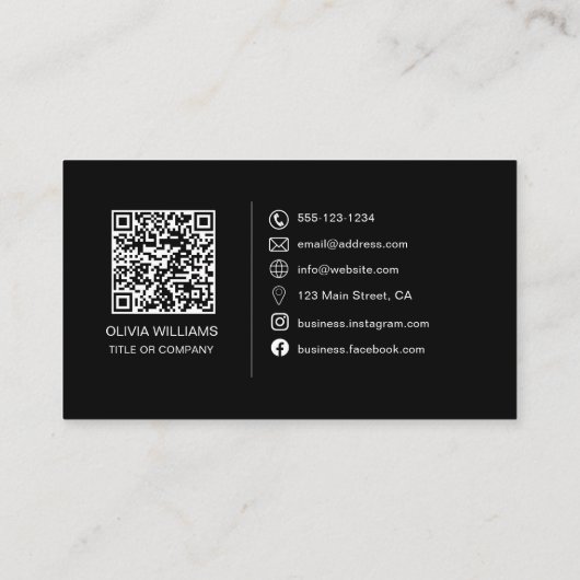 Carte De Visite Parties scintillant holographique QR Code Social M (Dos)