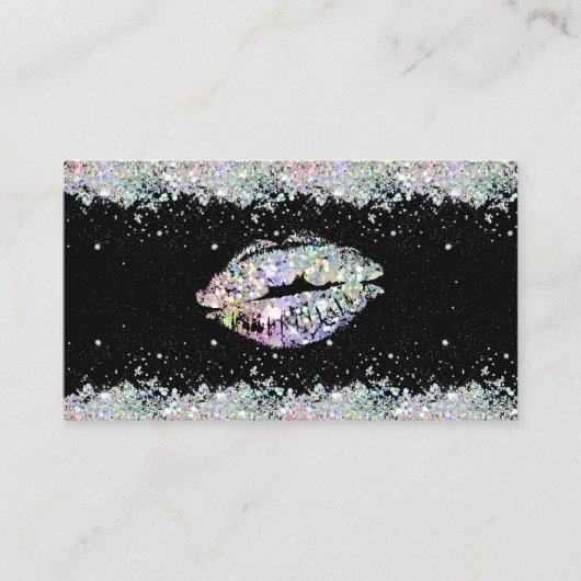Carte De Visite Parties scintillant holographique Sparkles Lips Un (Devant)