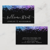 Carte De Visite Parties scintillant holographique violet noir Bijo (Devant / Derrière)