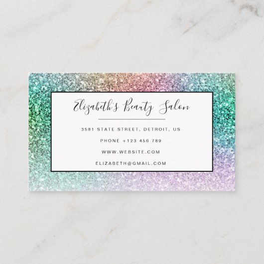 Carte De Visite Parties scintillant Iridescente branchée Maquillag (Dos)