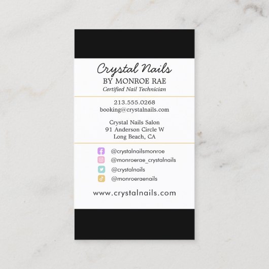 Carte De Visite Parties scintillant Iridescente Technicien ongles  (Dos)