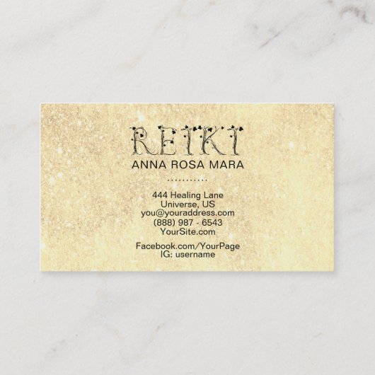 Carte De Visite *~* Parties scintillant jaune doré REIKI Typograph (Dos)