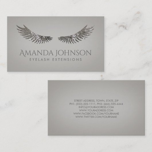 Carte De Visite Parties scintillant Lashes Eyelash Extensions Cart (Devant / Derrière)