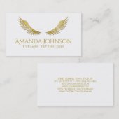 Carte De Visite Parties scintillant Lashes Gold Wings Simple White (Devant / Derrière)