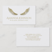 Carte De Visite Parties scintillant Lashes White Gold Wings Simple (Devant / Derrière)