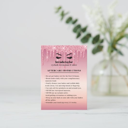 Carte De Visite Parties scintillant Lecteurs Eyelash Instructions  (Debout devant)
