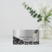 Carte De Visite Parties scintillant léopard brillant en argent (Debout devant)