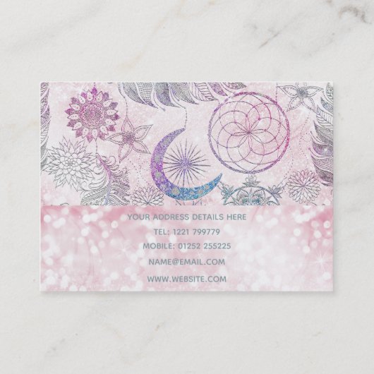 Carte De Visite Parties scintillant magique Iridescente Plumes Dre (Dos)