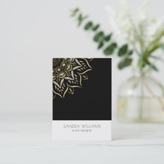 Carte De Visite Parties scintillant mandala sur arrière - plan noi (Debout devant)