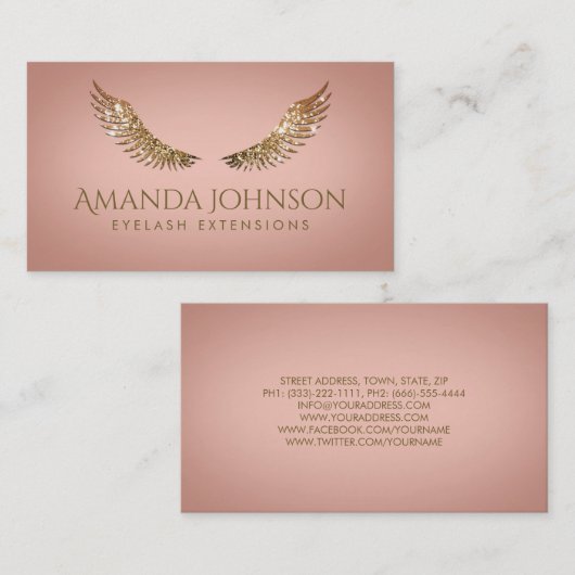 Carte De Visite Parties scintillant Mascara Eyelash Extensions Gol (Devant / Derrière)