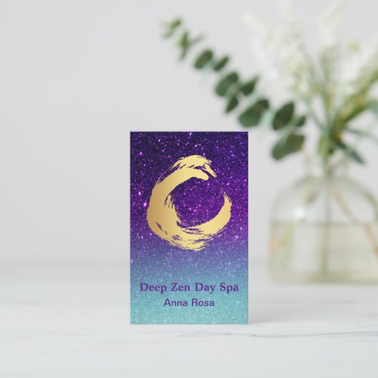 Carte De Visite *~* Parties scintillant Méditation de l'or Zen Spi (Debout devant)