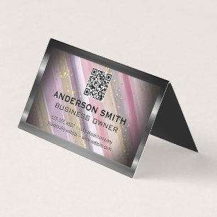 Carte De Visite Parties scintillant métallique brossée Code Qr