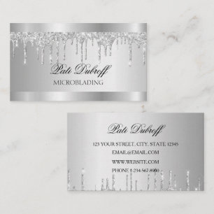 Carte De Visite Parties scintillant Microblading Salon Argent Eyeb