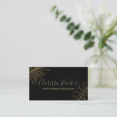 Carte De Visite Parties scintillant minimale en or noir Foliage ex (Debout devant)