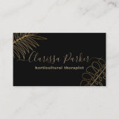 Carte De Visite Parties scintillant minimale en or noir Foliage ex (Devant)