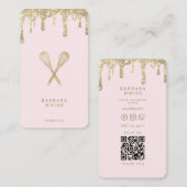 Carte De Visite Parties scintillant moderne à la goutte d'or Whisk (Devant / Derrière)