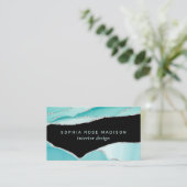 Carte De Visite Parties scintillant moderne argent Agate Turquoise (Debout devant)