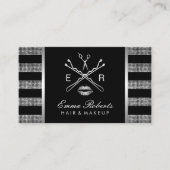 Carte De Visite Parties scintillant moderne Argent Stripes Salon d (Devant)