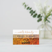 Carte De Visite Parties scintillant moderne blanche orange or avec (Debout devant)