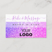 Carte De Visite Parties scintillant moderne blanche rose violet av (Devant)