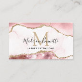 Carte De Visite Parties scintillant moderne Blush Rose or Agate Mo (Devant)