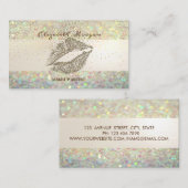 Carte De Visite Parties scintillant moderne Bokeh Stripe, Confetti (Devant / Derrière)