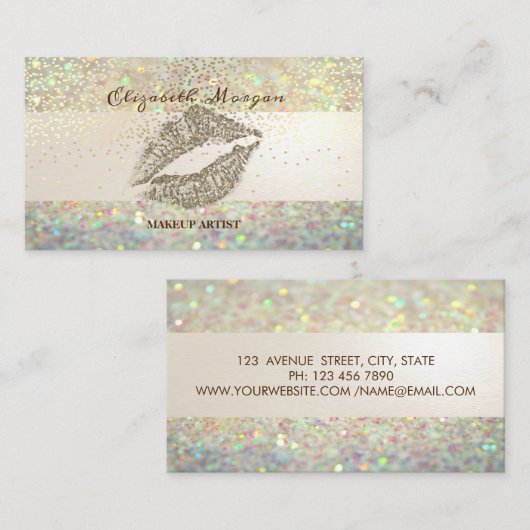 Carte De Visite Parties scintillant moderne Bokeh Stripe, Confetti (Devant / Derrière)