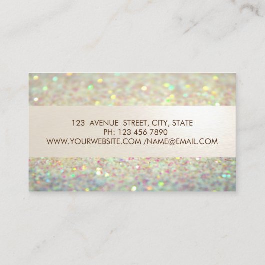 Carte De Visite Parties scintillant moderne Bokeh Stripe, Confetti (Dos)