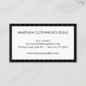 Carte De Visite Parties scintillant moderne chic rayé noir et gris (Dos)