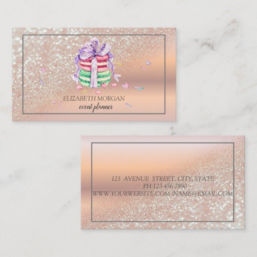 Carte De Visite Parties scintillant moderne élégant Bokeh Ombre, F (Devant / Derrière)