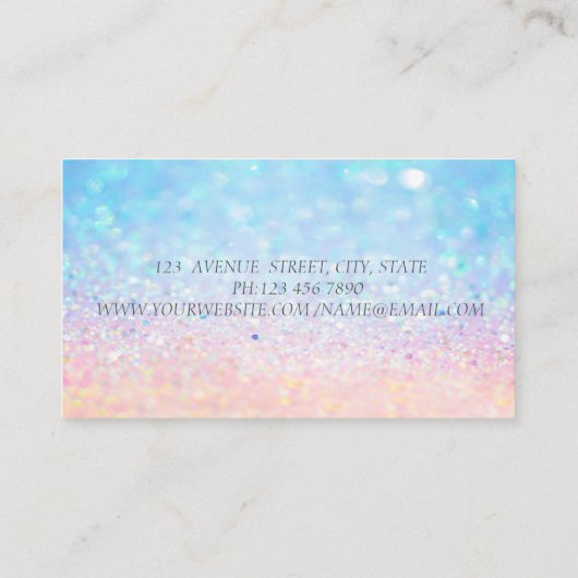 Carte De Visite Parties scintillant moderne élégant Bokeh Silver H (Dos)