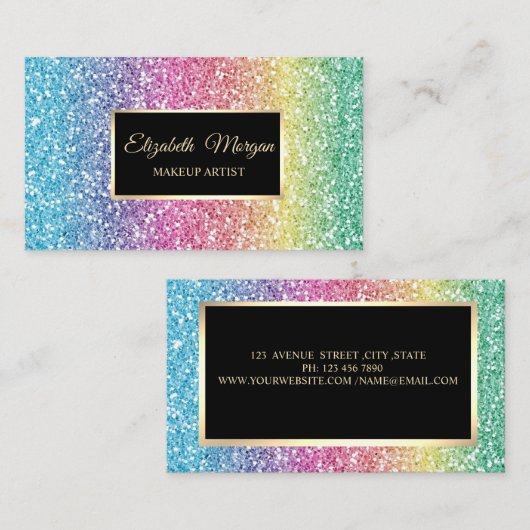 Carte De Visite Parties scintillant moderne élégant Cadre Ombre (Devant / Derrière)