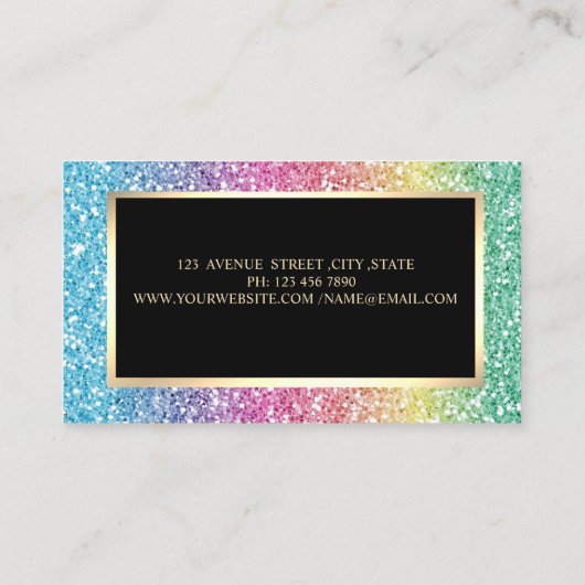 Carte De Visite Parties scintillant moderne élégant Cadre Ombre (Dos)