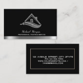 Carte De Visite Parties scintillant moderne en argent Maison toit  (Devant / Derrière)