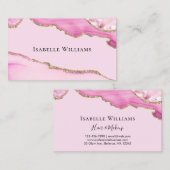 Carte De Visite Parties scintillant moderne en marbre rose agate (Devant / Derrière)