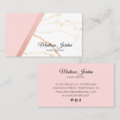 Carte De Visite Parties scintillant moderne en marbre rose et or (Devant / Derrière)