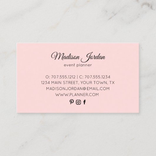 Carte De Visite Parties scintillant moderne en marbre rose et or (Dos)