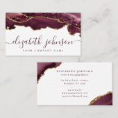 Carte De Visite Parties scintillant moderne en or rouge bordeaux A (Devant / Derrière)