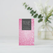Carte De Visite Parties scintillant moderne girly faux rose Bokeh  (Debout devant)