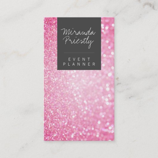 Carte De Visite Parties scintillant moderne girly faux rose Bokeh  (Devant)