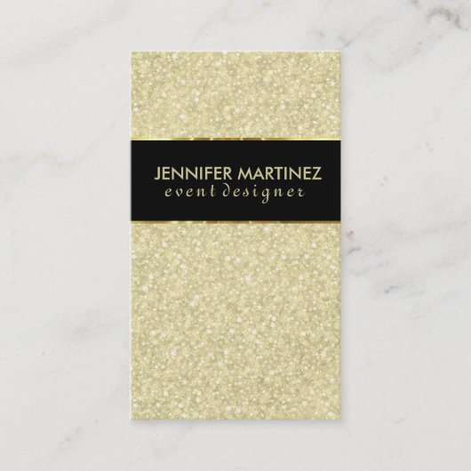 Carte De Visite Parties scintillant moderne Gras Noir Et Or (Devant)